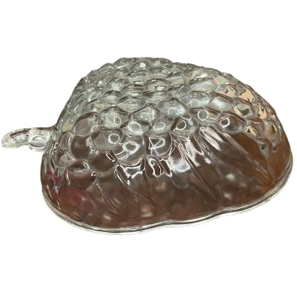 Vintage Glass Grape Shaped‎ Clear Glass Large Fruit Serving Bowl Embossed